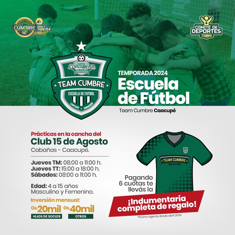La escuela de fútbol de Caacupé “Team Cumbre”